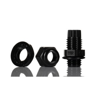 HellermannTyton Black Polyamide 66 Cable Gland M12 Thread Size 3 mm to 6.5 mm Cable Diameter IP68 Rated NGM12-BLK