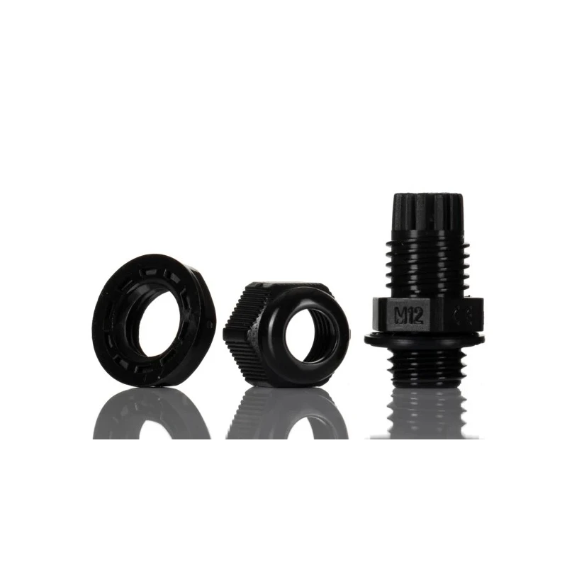 HellermannTyton Black Polyamide 66 Cable Gland M12 Thread Size 3 mm to 6.5 mm Cable Diameter IP68 Rated NGM12-BLK
