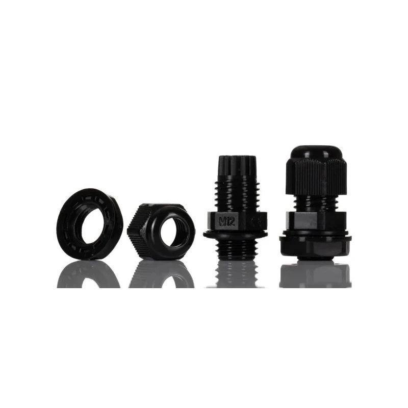 HellermannTyton Black Polyamide 66 Cable Gland M12 Thread Size 3 mm to 6.5 mm Cable Diameter IP68 Rated NGM12-BLK