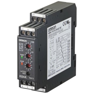 Omron Monitoring Relay, 1 Phase, SPDT Contact, DIN Rail Mounting, Temperature Monitoring 0°C to 1800°C K8AK-TH12S 24VAC/DC