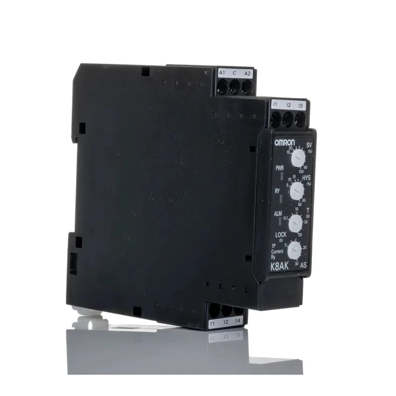 Omron Monitoring Relay, 1 Phase, SPDT Contact, DIN Rail Mount, 0.1A to 8A Current Range, 240V AC, K8AK-AS2 100-240VAC