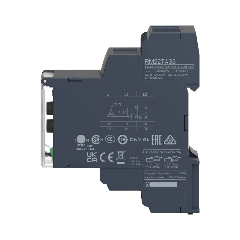 Schneider Electric Monitoring Relay 3 Phase Overvoltage DPDT DIN Rail 380V ac 480V ac RM22TA33