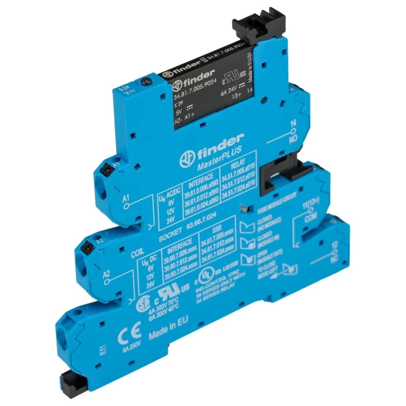 Finder Solid State Interface Relay 400V DIN Rail 6.6V Control Voltage 6A Load Current 39.60.7.006.9024