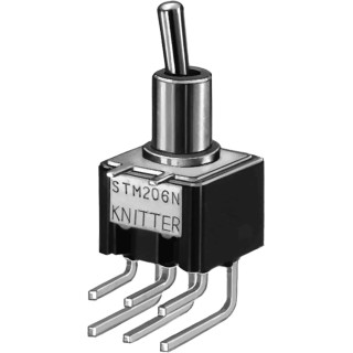 KNITTER-SWITCH Toggle Switch PCB Mount On-On DPDT Through Hole Terminal 250 V ac STM 206 N-RA
