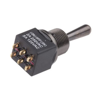 RS PRO Toggle Switch PCB Mount On-Off-On DPDT Brass Actuator IP67 Sealed 28V DC 250V AC 820-0510