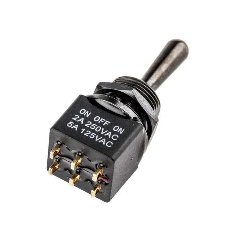 RS PRO Toggle Switch PCB Mount On-Off-On DPDT 28 V dc 250 V ac Brass Actuator 820-0517