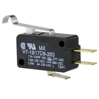 Honeywell Technologies Roller Lever Miniature Micro Switch Quick Connect Terminal 10A 125V AC SPDT V7-1B17D8-263