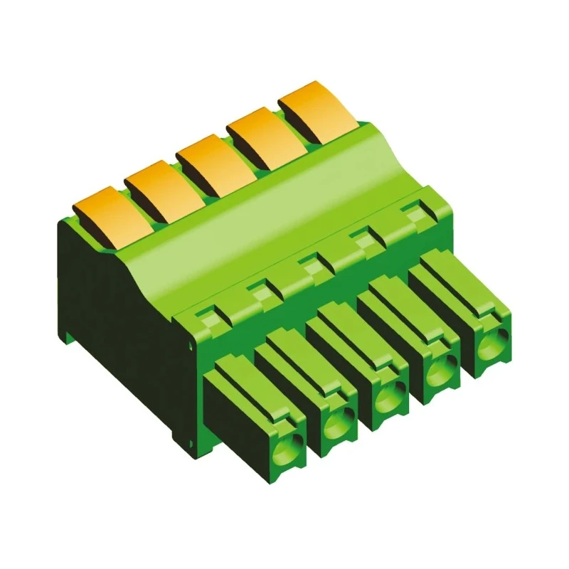 TE Connectivity Buchanan Series Pluggable Terminal Block 5-Contact, 3.81 mm Pitch, 1 Row, 9A, 300V AC, Green 1986720-5