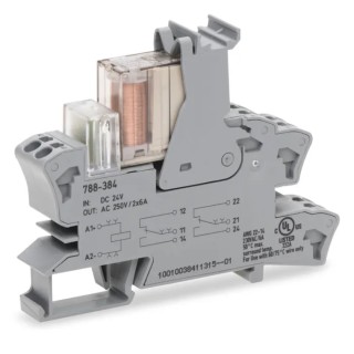 WAGO Safety Relay, DIN Rail Mount, 24V DC Coil, Cage Clamp Terminals, 64x15x86mm, Model 788-384