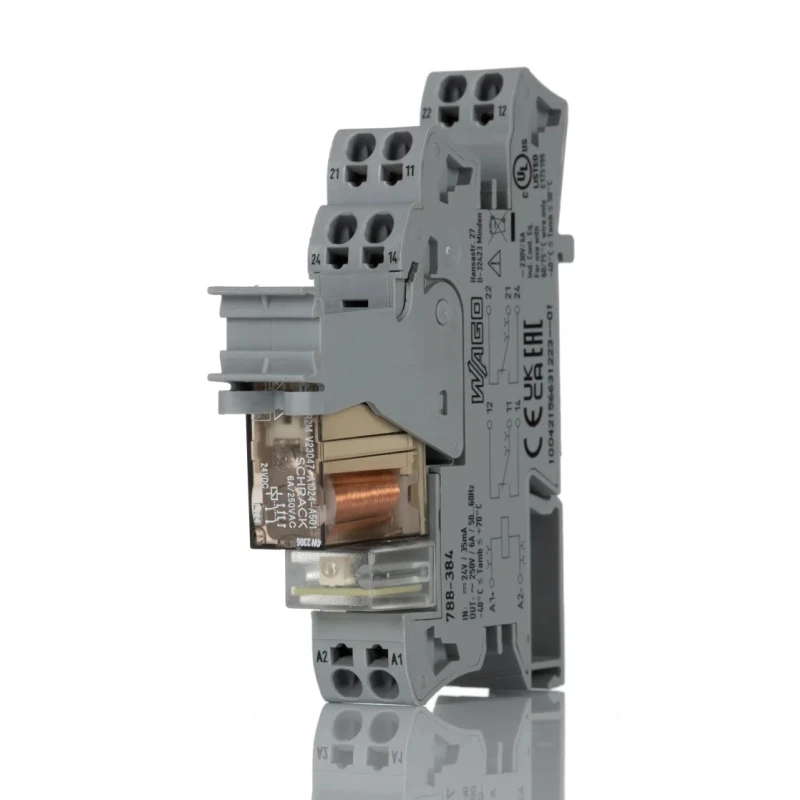 WAGO Safety Relay, DIN Rail Mount, 24V DC Coil, Cage Clamp Terminals, 64x15x86mm, Model 788-384