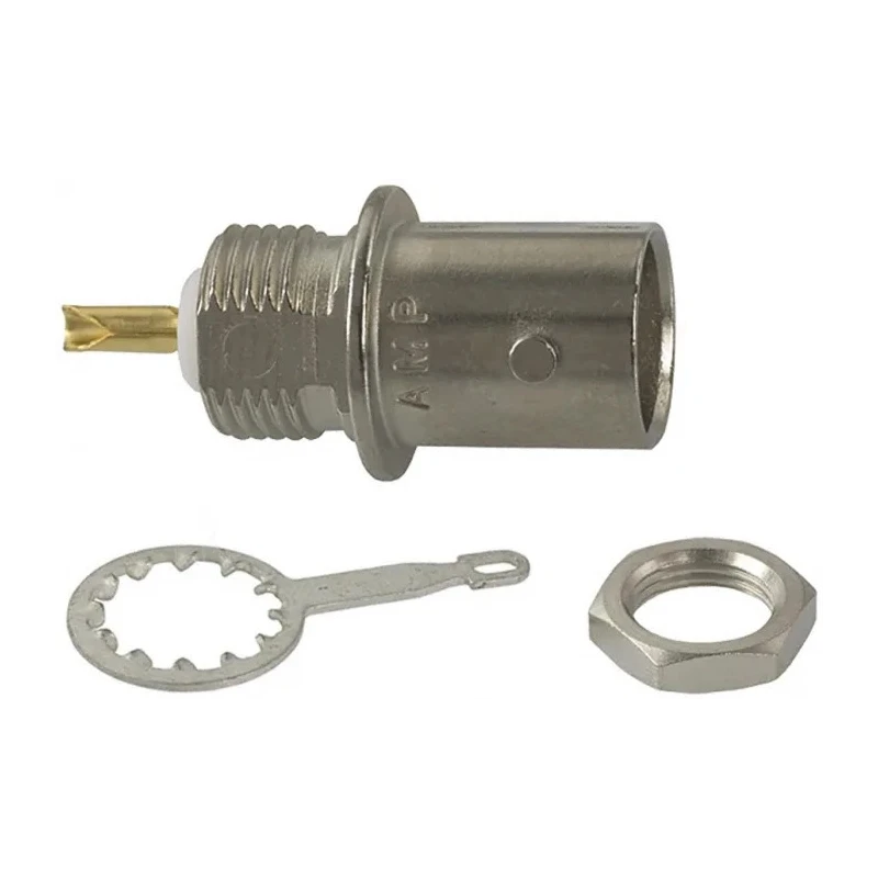 TE Connectivity BNC Series Coaxial Connector Panel Mount Female, 50 Ohm, Straight Body Solder Termination 5227169-8
