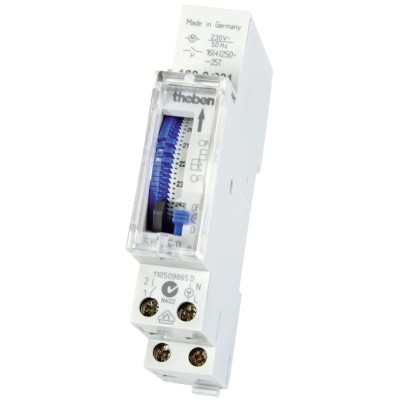 Theben Analogue DIN Rail Time Switch 230V AC Single Channel 24h Segment Length SYN160a