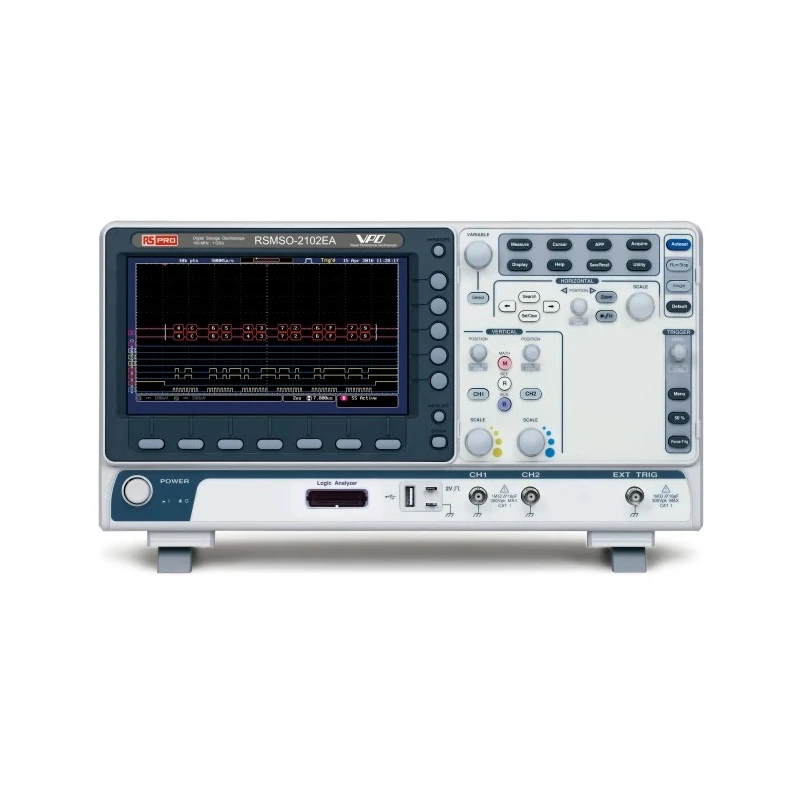 RS PRO 100 MHz Mixed Signal Bench Oscilloscope 16 Channels 8 in WVGA TFT Screen RSMSO-180-4790