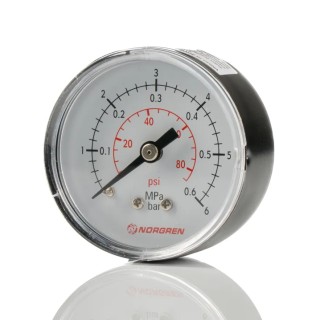 Norgren Analogue Pressure Gauge, 50 mm Dial, 6 bar Maximum Pressure, Back Entry Connection 18-015-012