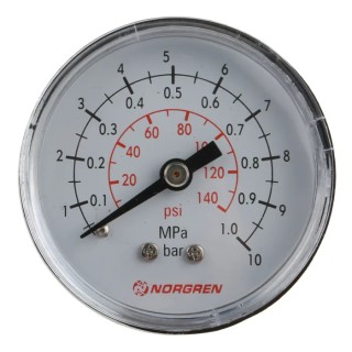 Norgren 50 mm Stainless Steel ABS Case Back Entry MNPT Pressure Gauge 10 bar 18-015-013