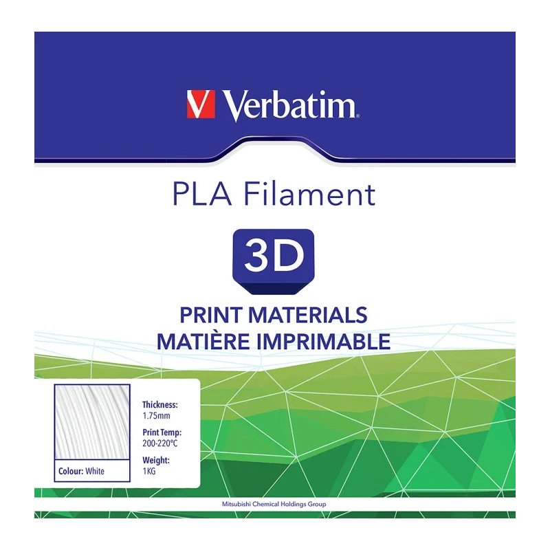 Verbatim 1.75 mm White Polylactic Acid (PLA) Fused Deposition Modelling (FDM) 3D Printer Filament 1 kg 234130
