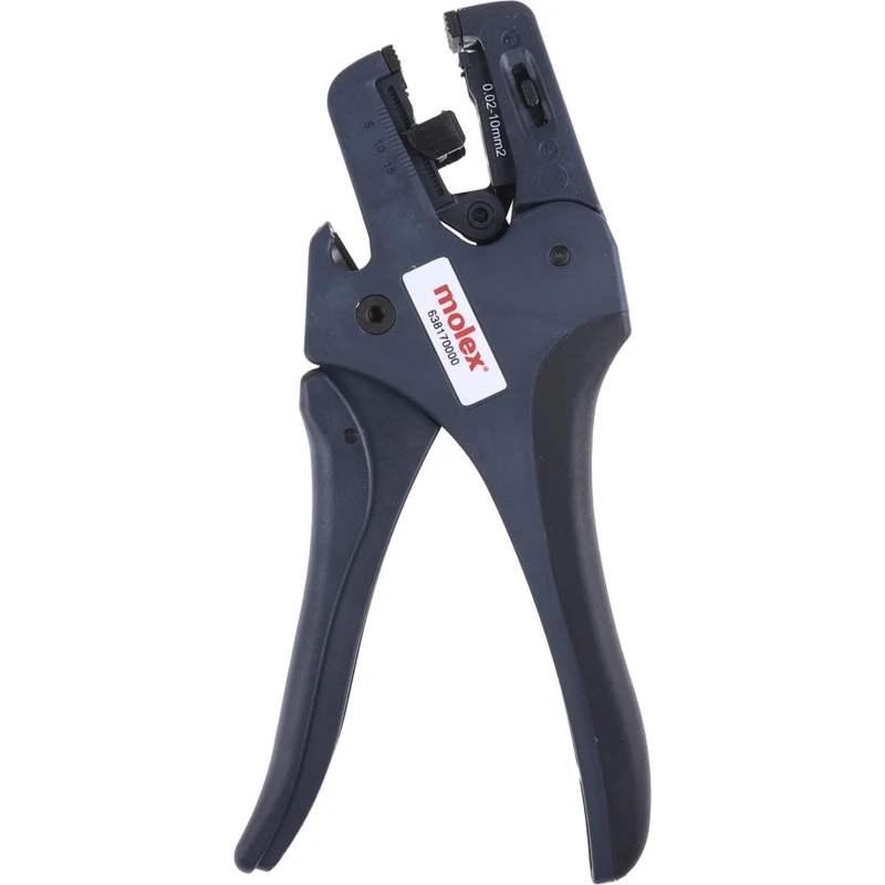 Molex Wire Stripper for Flat Phone, Conduit, Equipment Wire, Flex Power Cables 34 to 8 AWG Insulated Handle 123mm 63817-0000