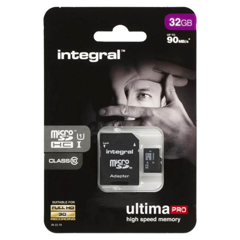 Integral Memory 32 GB MicroSDHC microSD Class 10 Memory Card INMSDH32G10-90U1