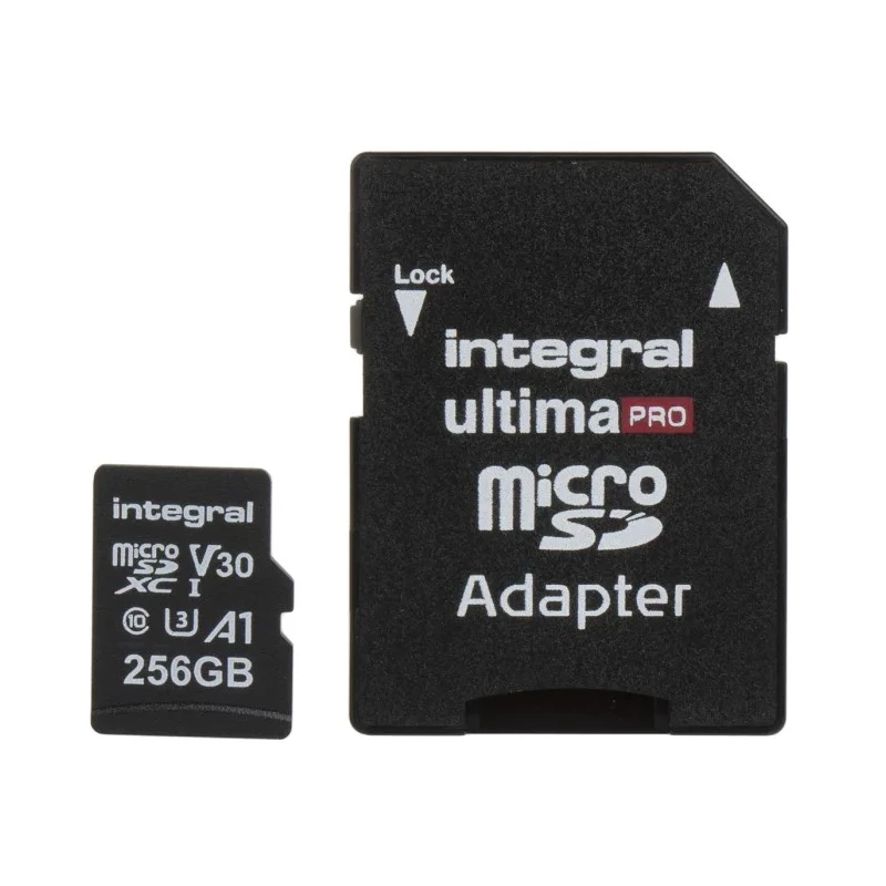 Integral Memory 256 GB MicroSDXC microSD Card Class 10 UHS 1 U3 with SD Adapter INMSDX256G-100/90V30