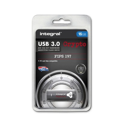 Integral Memory 16 GB USB 3.0 Hardware Encrypted Flash Drive AES-256 INFD16GCRY3.0197