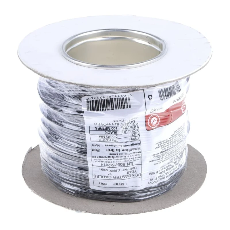RS PRO Black Hook Up Wire 22 AWG 16/0.2 mm Copper Conductor Flame Retardant PVC Insulation 100m 180-5910