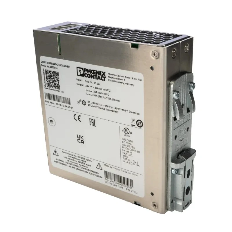 Phoenix Contact QUINT UPS 18V DC, 30V DC Input Uninterruptible Power Supply, 740W Power, 31.2A Current, DIN Rail 2907074