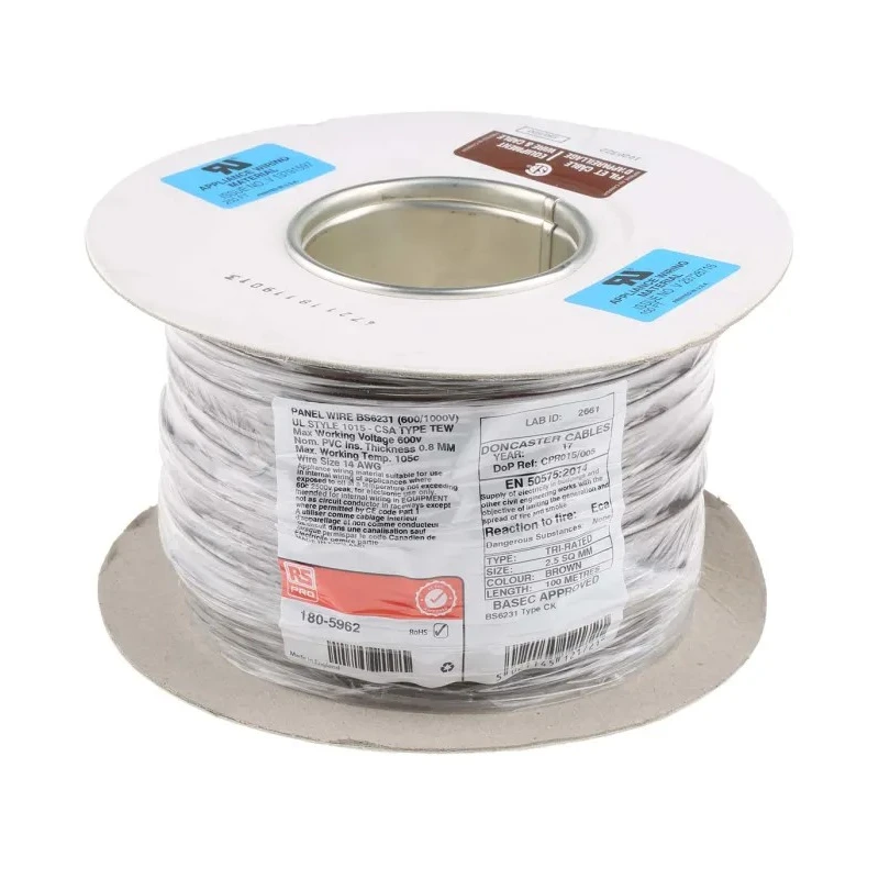 RS PRO Brown Hook Up Wire 14 AWG 50/0.25 mm Core Strands 100 m Polyvinyl Chloride 180-5962