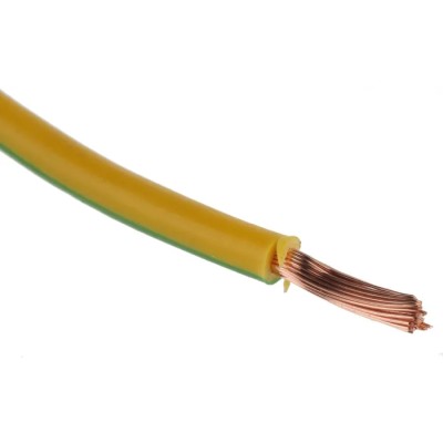 RS PRO Green Yellow Hook Up Wire 14 AWG 50x0.25 mm Core Strands 100 m Polyvinyl Chloride 180-5965