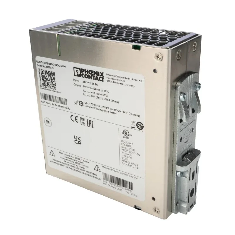Phoenix Contact Uninterruptible Power Supply 18V dc, 30 V dc Input, 1.12 kW Power, 51.2A Current, DIN Rail Mount 2907079