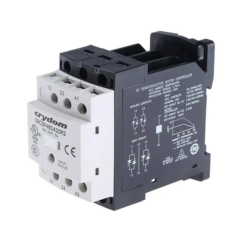 Crydom Solid State Contactor 7.6 A Load, 510 V AC Load, DIN Rail Mount, 30 V AC/DC Control DRC3P48D420R2