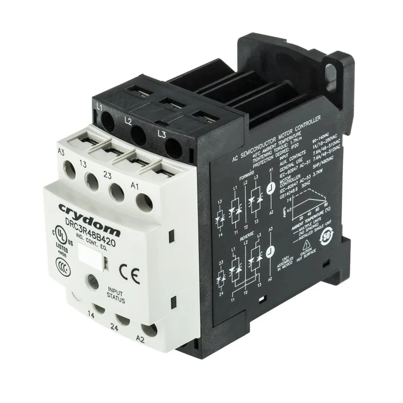 Sensata / Crydom Crydom DRC Series Solid State Relay 7.6 A Load, DIN Rail Mount, 510 V AC Load, 140 V AC Control DRC3R48B420