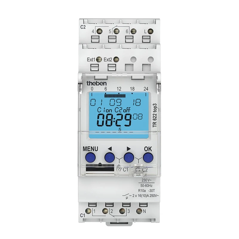 Theben Digital DIN Rail Time Switch 2-Channel 230V ac Top3