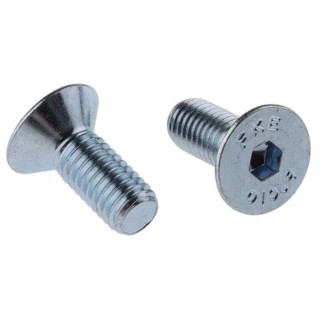 RS PRO Bright Zinc Steel Hex Socket Countersunk Screw M6 x 50 mm 10.9 Grade Steel DIN 7991 822-9252