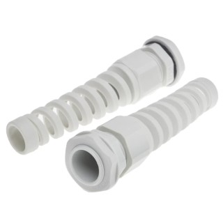 Alpha Wire Grey Polyamide 66 Cable Gland, Thread, 10 mm min. Cable Diameter, 14 mm max. Cable Diameter, IP68 Rated PG16