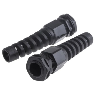 Alpha Wire Black Polyamide 66 Cable Gland Thread, 5 mm min. to 10 mm max., IP68, Locknut Included PG11