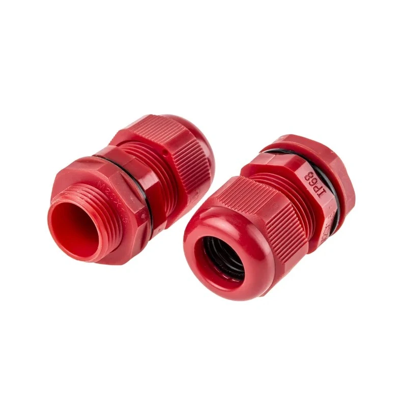 RS PRO Red Polyamide 66 Cable Gland, M20 Thread, 10 mm Min. Cable Diameter, 14 mm Max. Cable Diameter, IP68, UL 822-9789