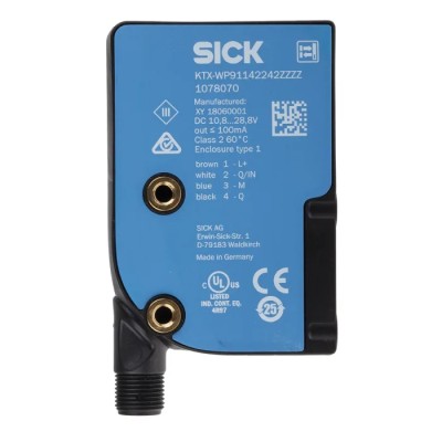 SICK Contrast Sensor RGB LED 13 mm, PNP Output, 100 mA Current, IP67 Rated, 28.8V DC 