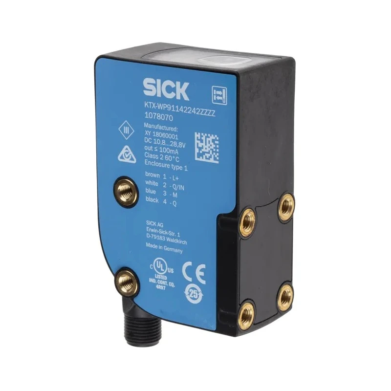 SICK Contrast Sensor RGB LED 13 mm, PNP Output, 100 mA Current, IP67 Rated, 28.8V DC 
