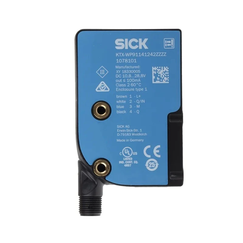 SICK Contrast Sensor RGB LED 13 mm, PNP Output, 100 mA, IP67 Protection, 28.8V DC 