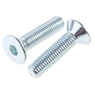 RS PRO Bright Zinc Steel Hex Socket Countersunk Screw, Hex Drive, Thread M12, Length 50mm 822-9303