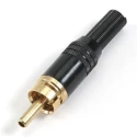 Deltron Black Straight Cable RCA Plug, Gold Plating, 5A Current, 50V AC 331-0000