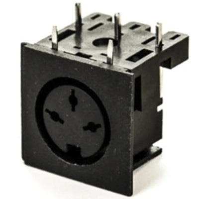 Roxburgh EMC 3 Pole Right Angle Standard DIN Socket 2A 100V AC Lockable PCB Female 671-0301