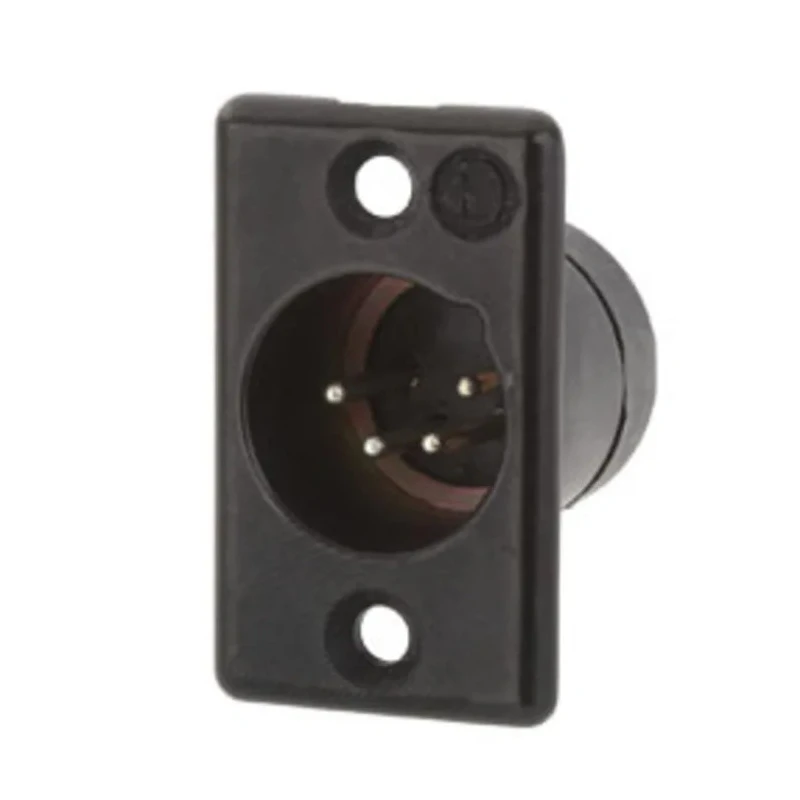 Deltron Panel XLR Connector, Straight Orientation, 50V AC, 10A, Male, 4 Contacts, Silver Plating 711-0400