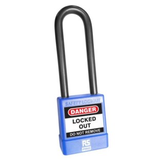 RS PRO Blue 1-Lock Safety Lockout Padlock Steel, ABS, Polyvinyl Chloride 6mm Shackle 75mm Length 180-6830