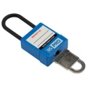 RS PRO Blue 1-Lock Safety Lockout Padlock Nylon, ABS Body, 5 mm Shackle Diameter 46 mm Shackle Length 180-6836