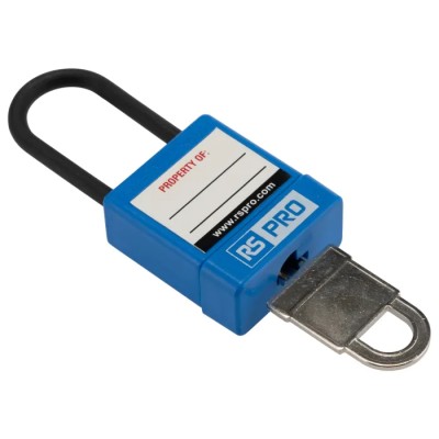 RS PRO Blue 1-Lock Safety Lockout Padlock Nylon, ABS Body, 5 mm Shackle Diameter 46 mm Shackle Length 180-6836