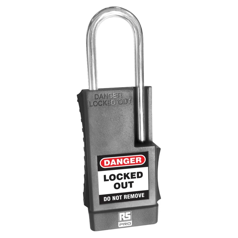RS PRO Black 1-Lock Safety Lockout Padlock ABS, Steel, 5 mm Shackle Diameter 41 mm Length 180-6838