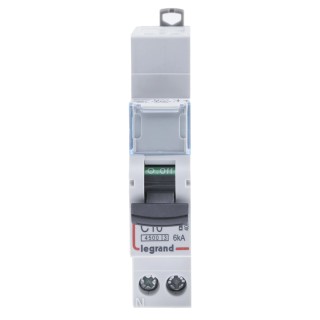 Legrand DX DX3 Miniature Circuit Breaker, 1-Pole, 10A, Type C Tripping, 250V AC, 12V DC, 4.5kA Breaking Capacity 4 068 81