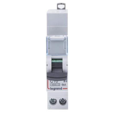 Legrand DX DX3 Miniature Circuit Breaker, 1-Pole, 10A, Type C Tripping, 250V AC, 12V DC, 4.5kA Breaking Capacity 4 068 81