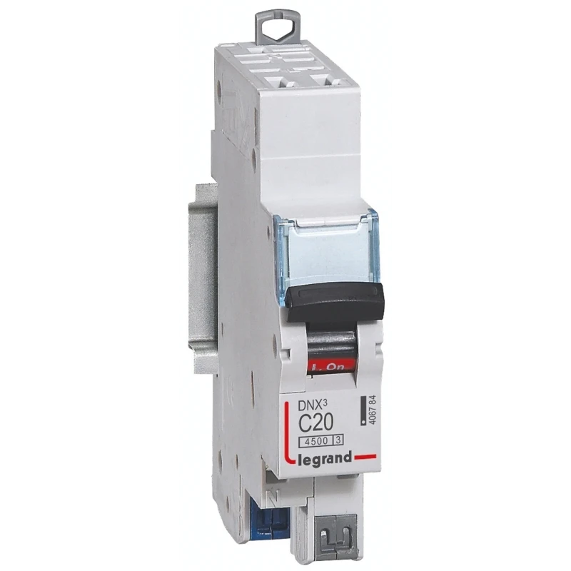 Legrand DX DNX3 Miniature Circuit Breaker, 1-Pole, 20A, Type C, 250V AC, 12V DC, 4.5 kA Breaking Capacity 